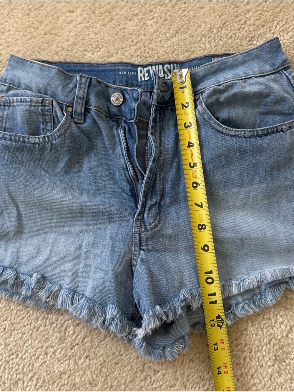 Rewash Light Blue Denim Frayed Hem Jean Shorts